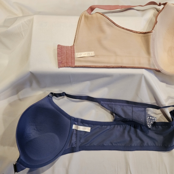 Cacique 46DD Bra Bundle Mauve Lace & Navy Blue RacerBack Smoothing Full Coverage - Picture 5 of 5